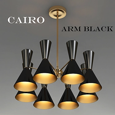 Elegant Cairo Chandelier: 8 Arm Black 3D model image 1 