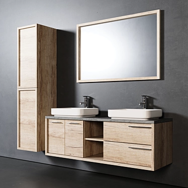 Vermont Bathroom Furniture Set - Modern, Textured Design 3D model image 1 