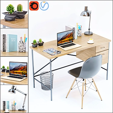 Modern Office Furniture Set 3D model image 1 