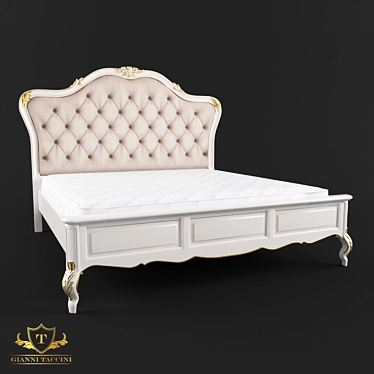 Title: Elegant "Domenik" Bed: Classic Style & Impeccable Quality 3D model image 1 