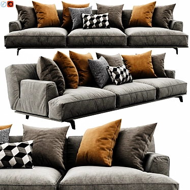 Poliform Tribeca 3-Seater Sofa 3D model image 1 