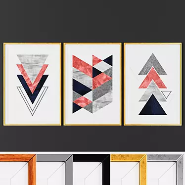 Scandinavian Abstract Picture Frame Set 3D model image 1 