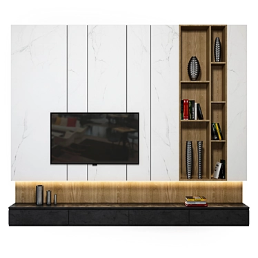 Modern TV Wall Set - 05 3D model image 1 