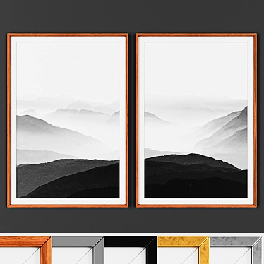 Elegant Picture Frame Set with 2 Artworks: Choose from 5 Frame Options! 3D model image 1 