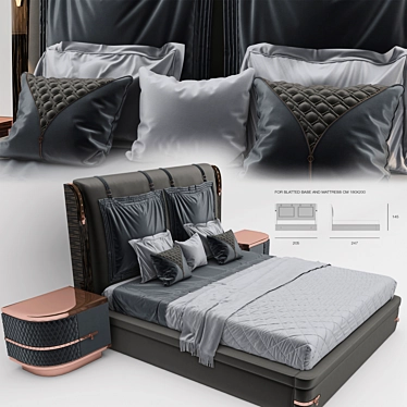 Luxurious Diamond Bed by Turri 3D model image 1 