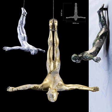 Sculpted Men in Flight - 800h Dimension 3D model image 1 