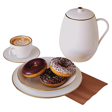 Delicious Coffee & Donuts Delight 3D model image 1 