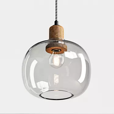 Sleek Gray Glass Pendant 3D model image 1 