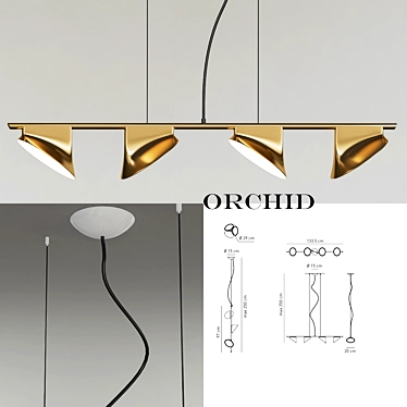 Elegant Orchid Suspension Lamp 3D model image 1 