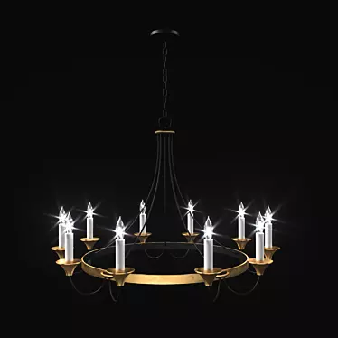 Elegant Hanlon Chandelier: Classic Gold & Black 3D model image 1 