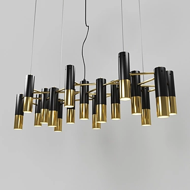 Modern Black Gold Pendant Light 3D model image 1 