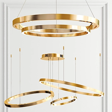 Grace & Hoops Ring Chandelier: Elegant Illumination for Any Space 3D model image 1 