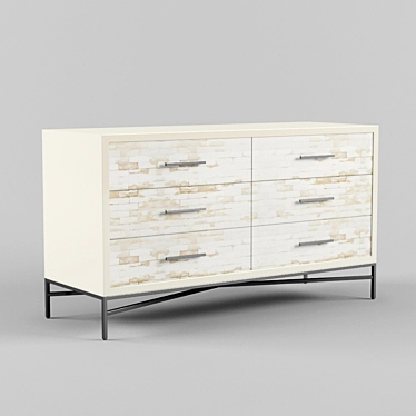 Wood Tiled 6-Drawer Dresser: Stylish Storage Solution 3D model image 1 