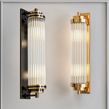 Modern Black Brass Corrugated Glass Wall Lamp 3D model image 1 