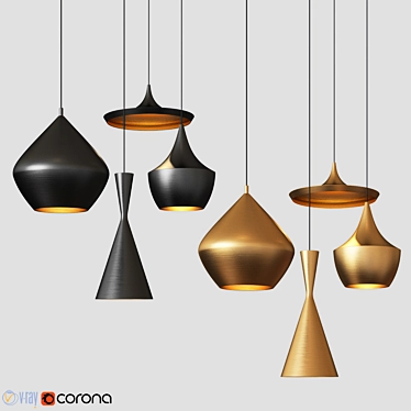 Sophisticated Beat Light Chandelier Set 3D model image 1 