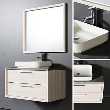 Indiana 90cm: Stylish Bathroom Furniture 3D model image 1 
