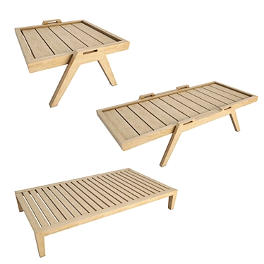 Stylish Wooden Outdoor Tables 3D model image 1 