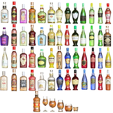 Variety of 3D Alcohol Bottles 3D model image 1 