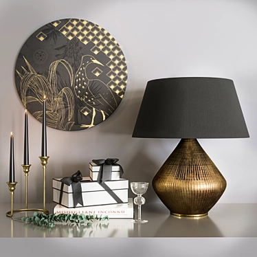 Metal Engraved Table Lamp 3D model image 1 