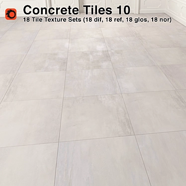 Premium Concrete Tiles - 10 Pack 3D model image 1 