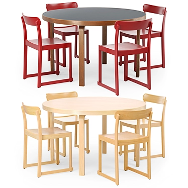 Artek Aalto Round Table & Atelier Chair 3D model image 1 