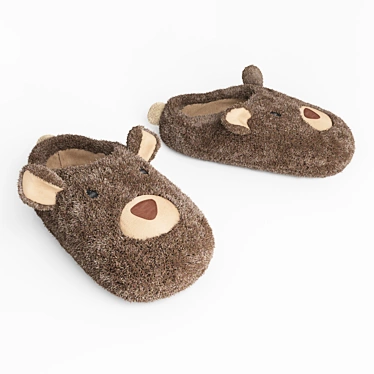 Fuzzy Bear Kids Slippers 3D model image 1 