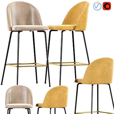 Sleek Modern Bar Stool 3D model image 1 