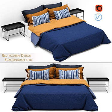 Scandinavian Style Modern Bed 3D model image 1 