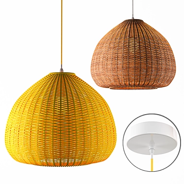 Ratan Yellow Pendant Lamp 3D model image 1 