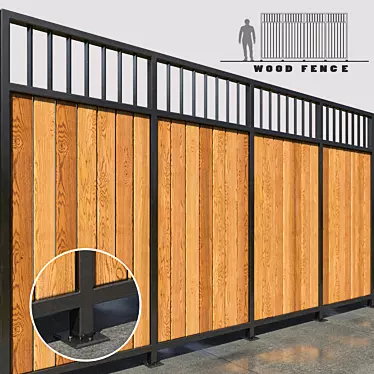 Natural Wood Fence: Durable and Stylish 3D model image 1 