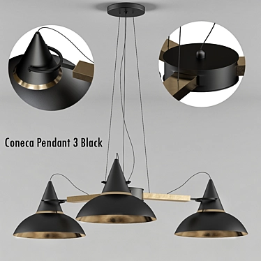 Sleek Coneca Pendant in Black 3D model image 1 