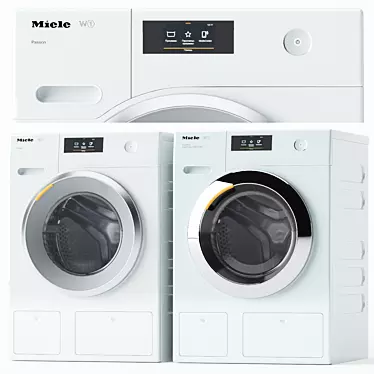 Miele Washing Machines Set: WWV 980 WPS WhiteEdition & WCR 890 WPS ChromeEdition 3D model image 1 