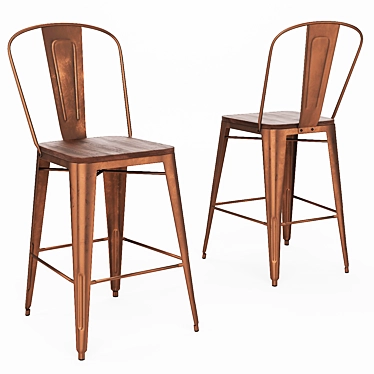 Vintage Steel Counter Stools 3D model image 1 