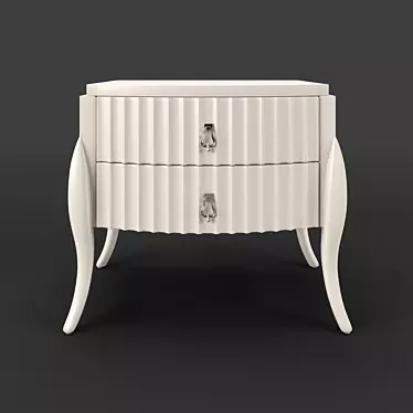 RIMINI Bedside Table: Pearl White Lacquer 3D model image 1 