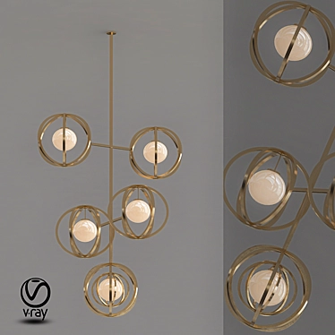 Golden Glow Metal Pendant Lamp 3D model image 1 