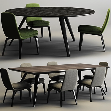 Modern Minotti Evans Table and York Chair Set 3D model image 1 