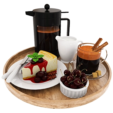 Indulgent Coffee & Cherry Cheesecake 3D model image 1 