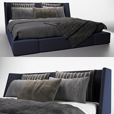 Sleek Geometric Contrast Bed 3D model image 1 
