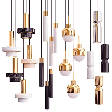 Sleek Clear Pendant Lights 3D model image 1 