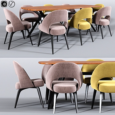 Elegant Saarinen Dining Chair Set 3D model image 1 