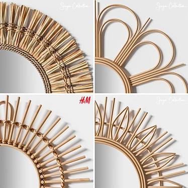Handcrafted Rattan Mirrors - Boho-Inspired Décor 3D model image 1 