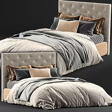  Luxe Grey Kingston Queen Bed & Mat 3D model image 1 