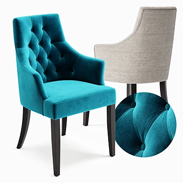 Modern Dining Chair in Dual Fabrics 3D model image 1 