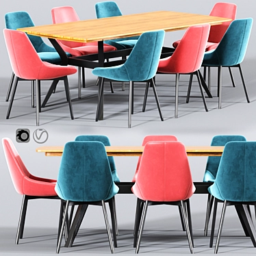 Modern Alfie Dining Set 3D model image 1 