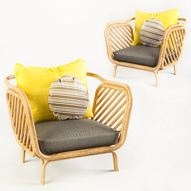 Boa Rattan Armchair - High Quality Model 3D model image 1 