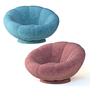 Elevate Your Space with Velvet Gray Swivel Chair 3D model image 1 