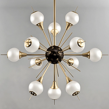 Elegant Sputnik Chandelier with White Glass Globes 3D model image 1 