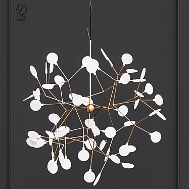 Elegance Refined: Heracleum Gold Chandelier 3D model image 1 