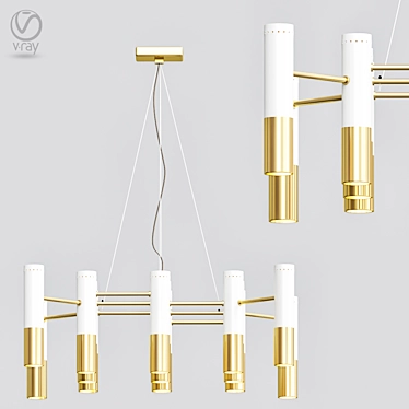 Golden Glow Chandelier 3D model image 1 