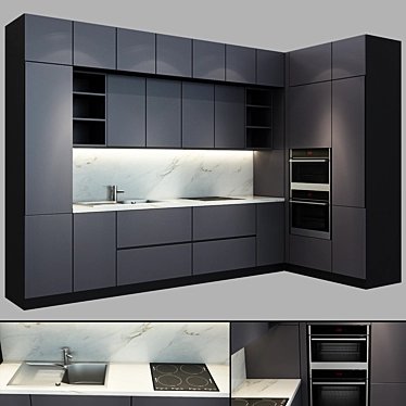 Sleek Modern Kitchen: 015 3D model image 1 